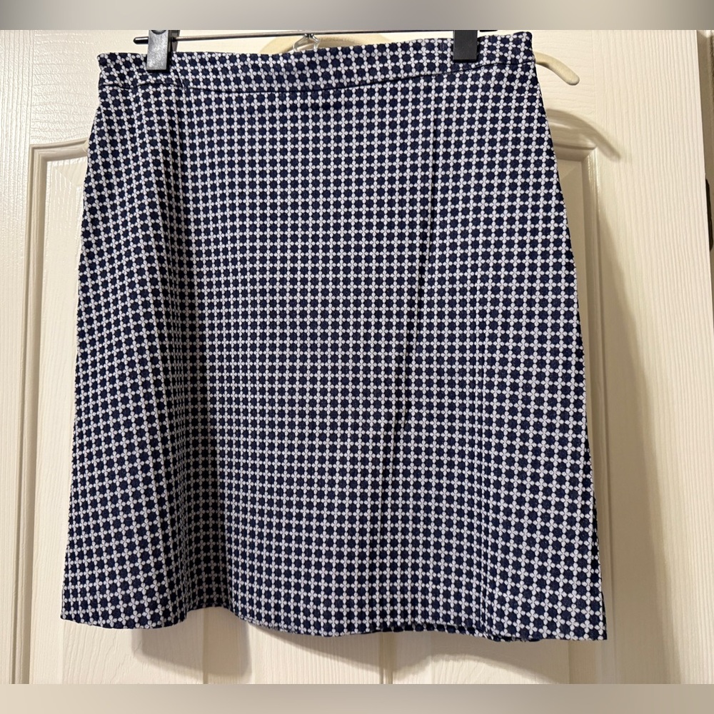 Margaret M Blue and Grey Patterned A-Line Skirt